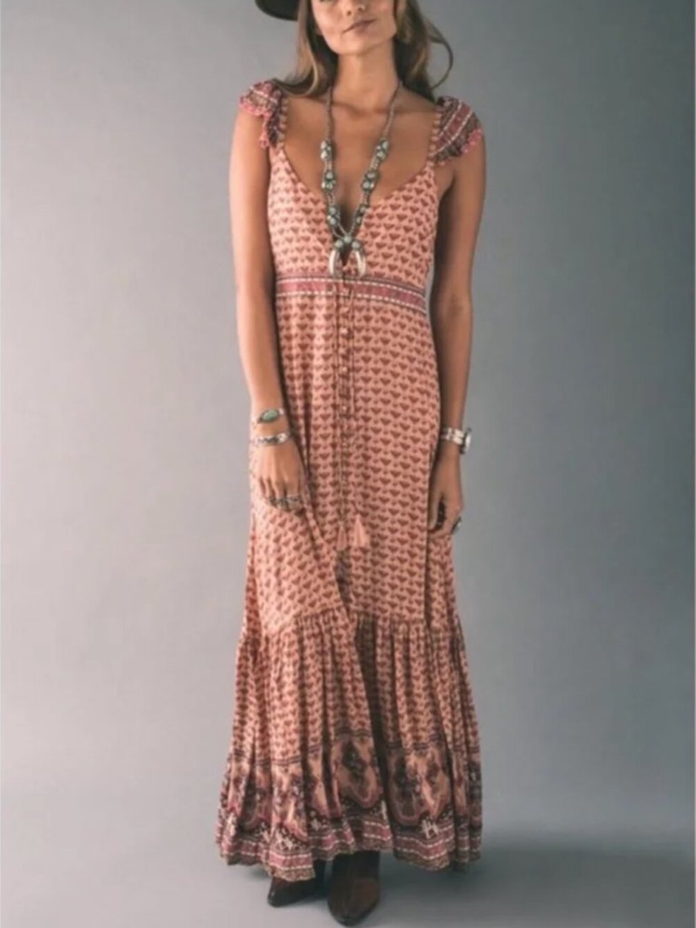🌸 SPELL & The Gypsy Collective Sunset Road Frill Gown – Medium | Rare Collector